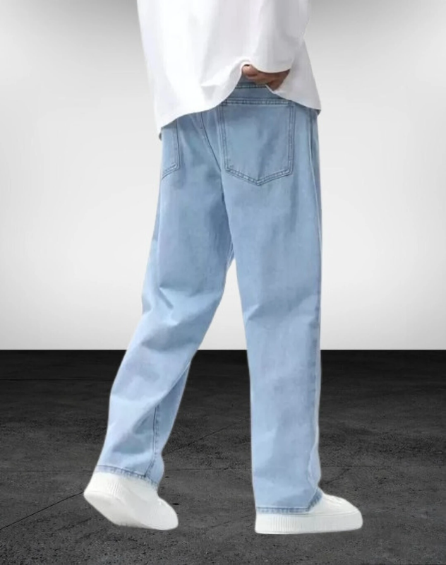 Men Loose Fit Mid Rise Light Blue Jeans