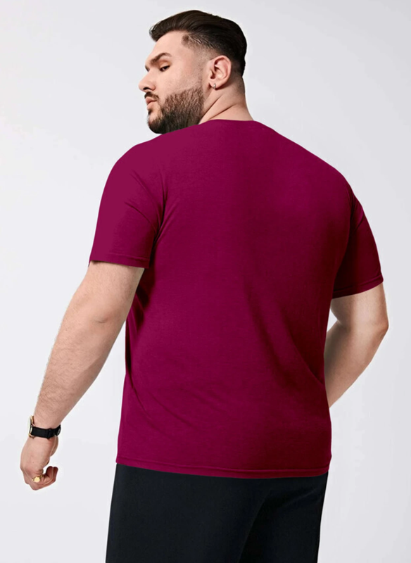 Twist Men Solid Round Neck Pure Cotton Maroon T-Shirt