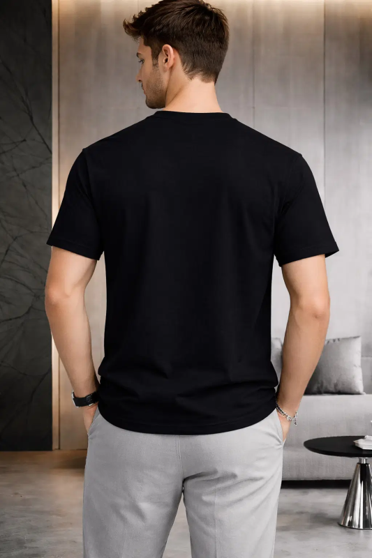 ReguRUHZEEFA Men Cotton Blend Regular Fit Printed T-Shirt ( Black )lar Fit Solid Men's Jeans - Beige ( Pack of 1 )