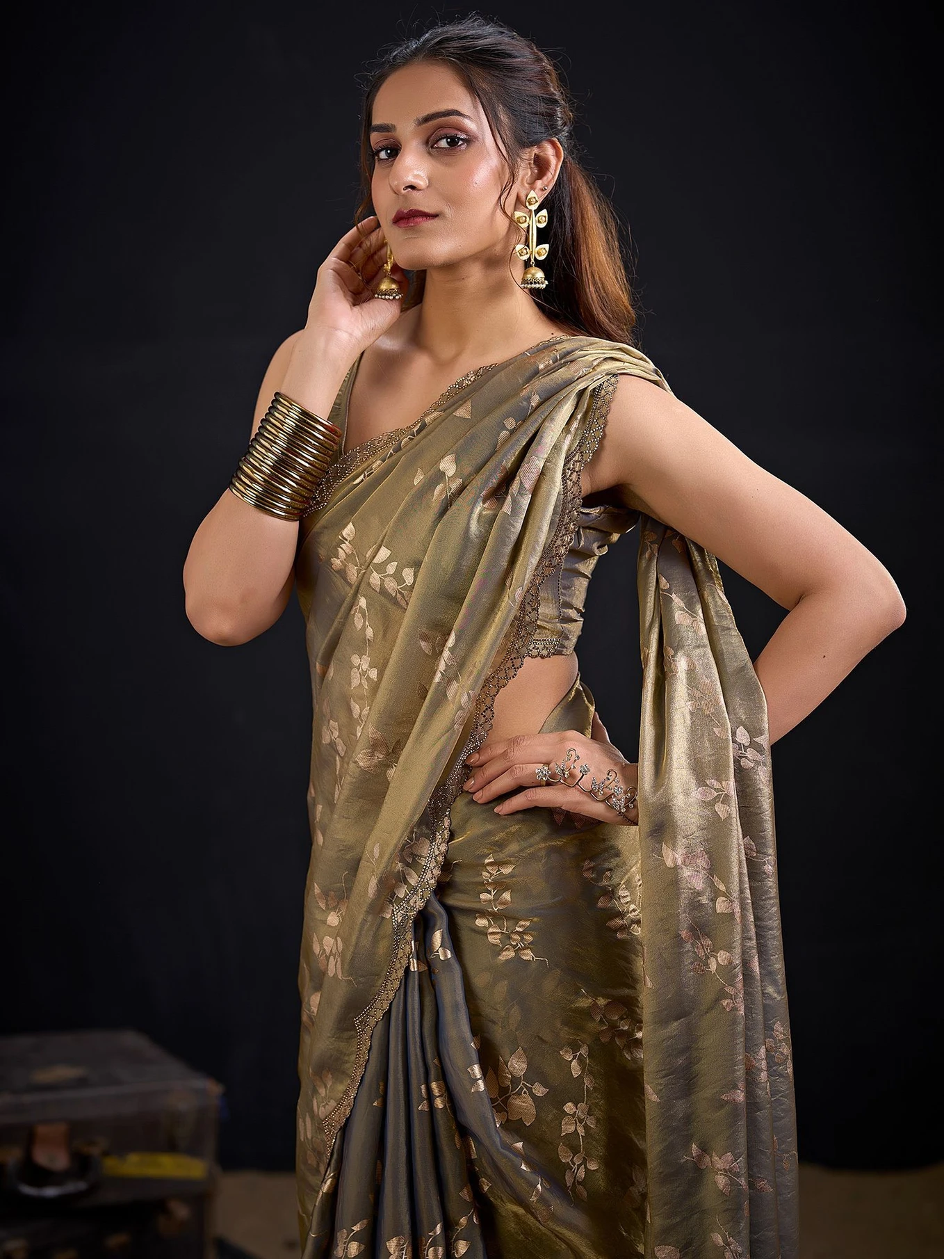 Sareemall Printed Bollywood Silk Blend Saree (Light Green)