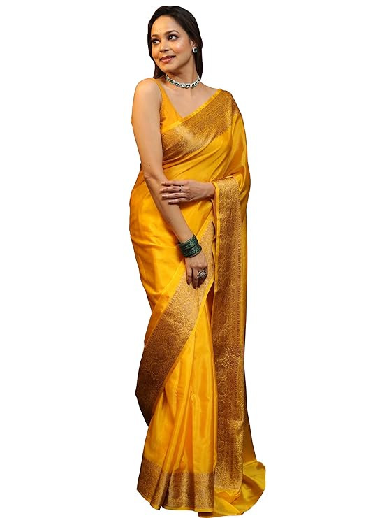 Sugathari Women's Banarasi Saree Pure Kanjivaram Silk Saree Soft new ladies 2025 Design Wear Pattu Sarees Latest Sadi Party Sari collections With Blouse Piece (San Pari-225)