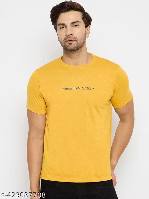 Mens Cotton Blend Navy Casual Wear Regular Fit Printed Tshirt