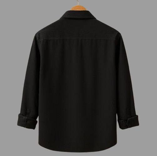 100% Cotton Regular Fit Self Design Full Sleeves Men's Casual Shirt - Black ( Pack of 1 )