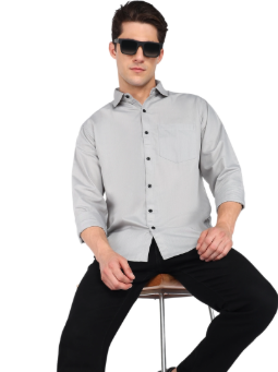 Saraai Men Regular Fit Solid Spread Collar Casual Shirt