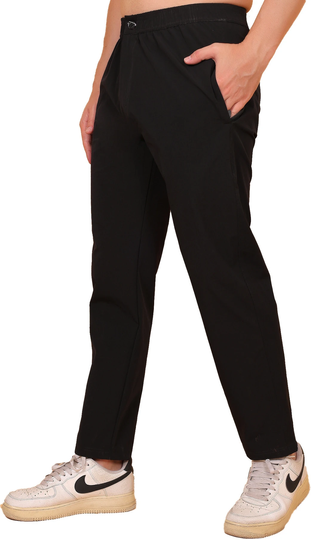 YGDEAL Men Solid Black Track Pants