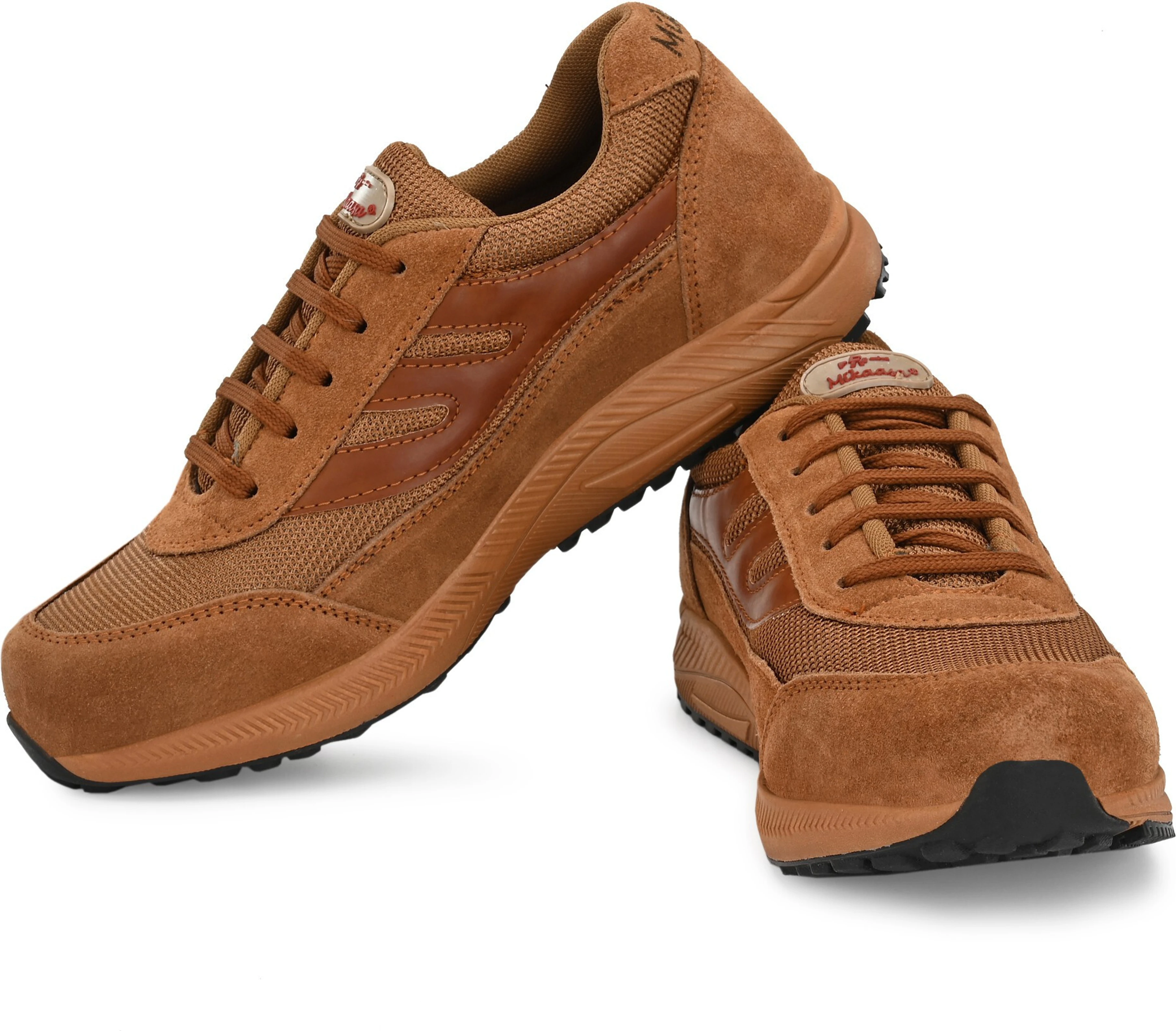 Mikaasa Military Joggers Running Leather shoes Casuals For Men (Brown )