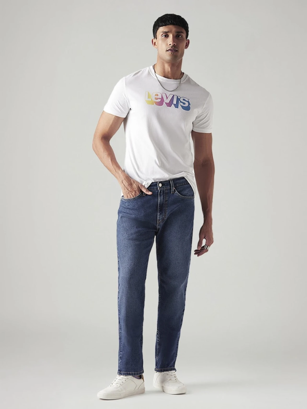 Men Straight Fit Mid Rise Blue Jeans