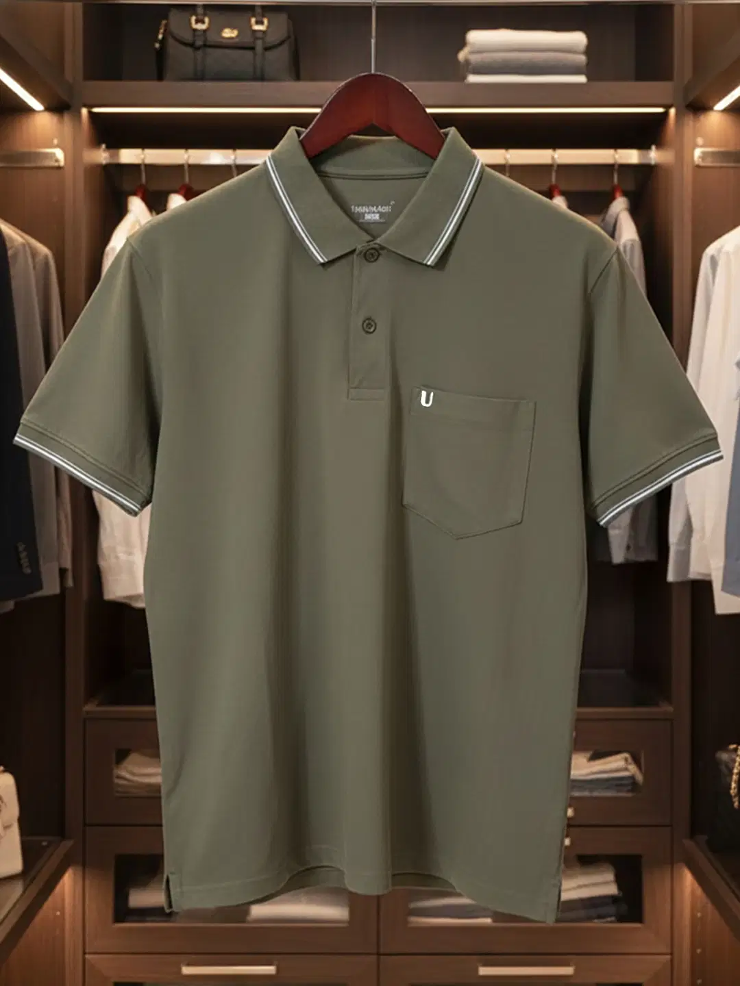Men Cotton Blend Regular Fit Solid Polo T Shirt ( Brown )