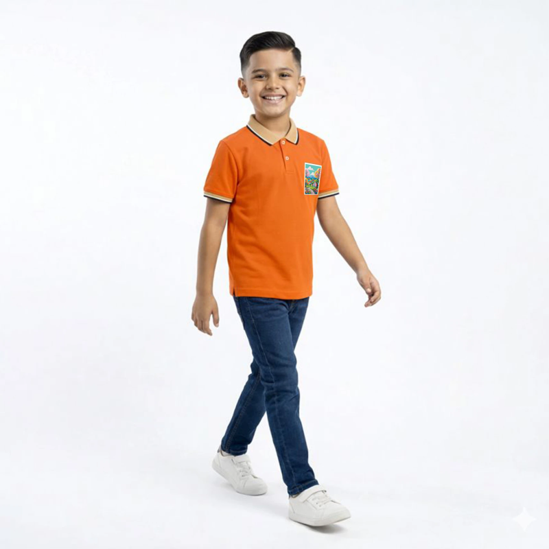 Boys & Girls Solid Polycotton Regular T Shirt (Orange, Pack of 1)