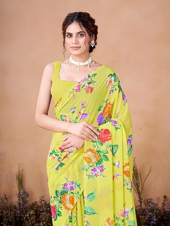 Garden Vareli Women Georgette All Over Floral Printed Saree