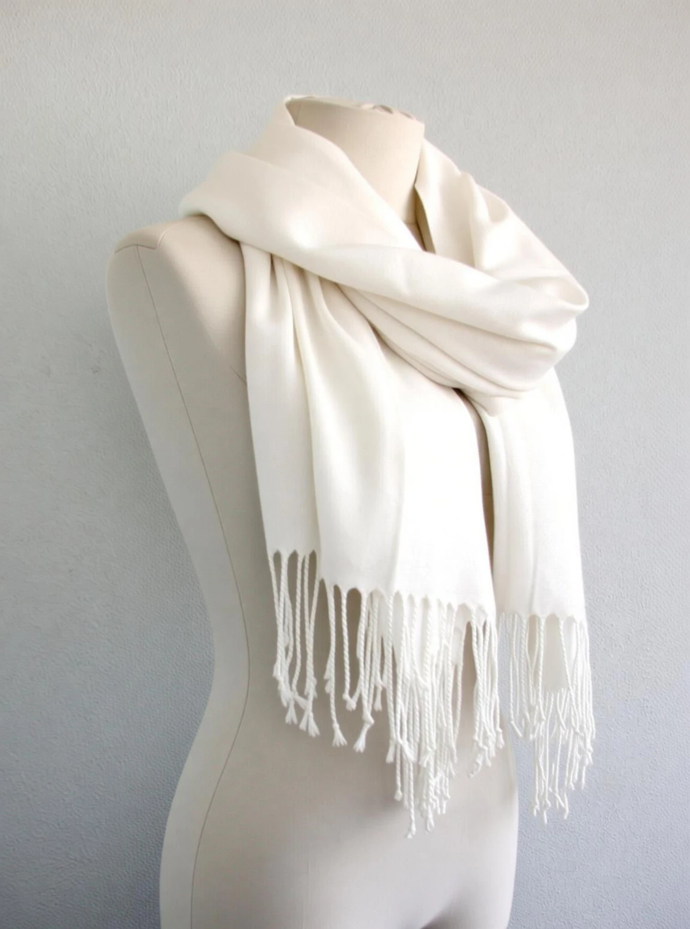 Earth Ro System Solid Cotton Blend Men & Women White Stole
