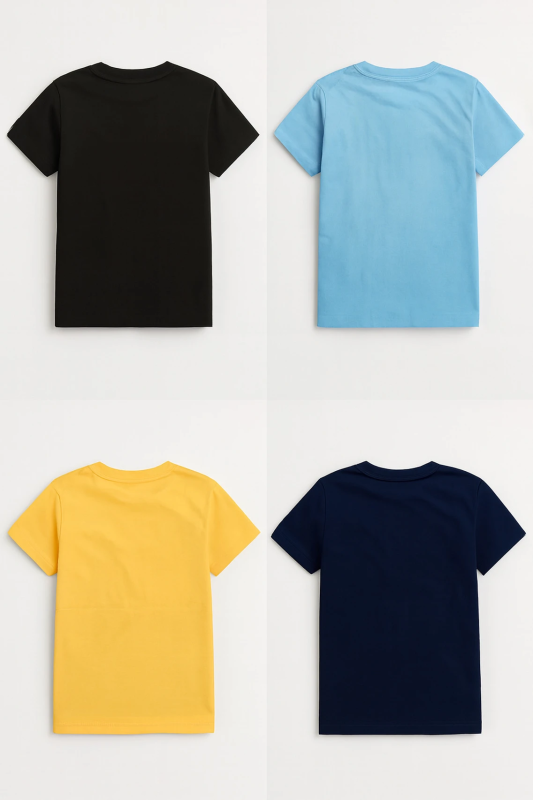 Boys Typography, Graphic Print Cotton Blend Regular T Shirt (Multicolor, Pack of 4)