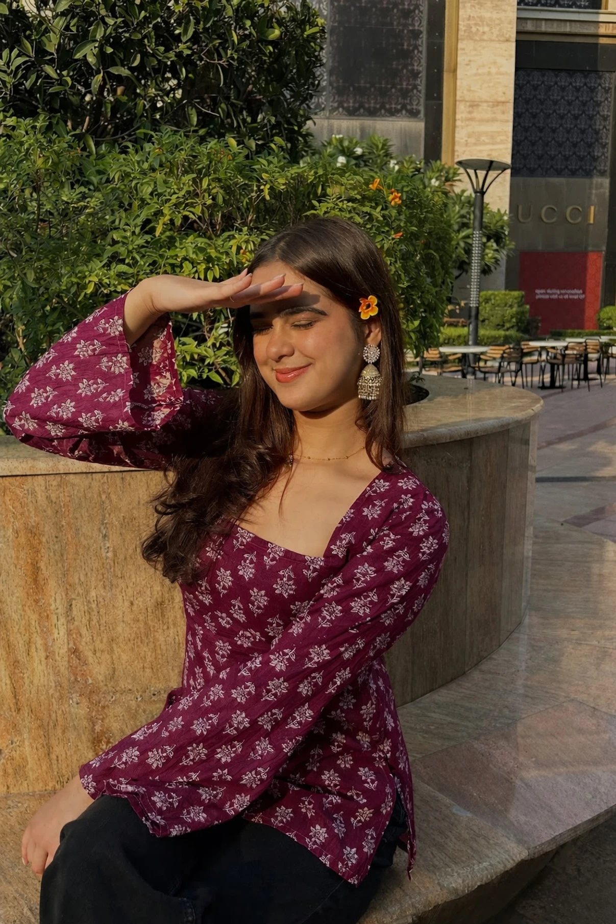 Floral Print, Printed Viscose Rayon Straight Kurta (Purple)