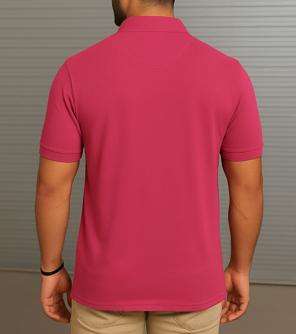 Men Cotton Blend Regular Fit Solid Polo T Shirt ( Pink )