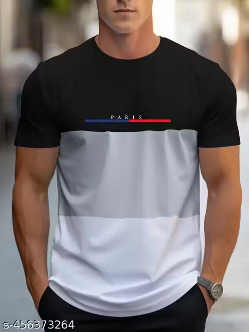 Men's Color Block Pattern Fashion Crew Neck Short Sleeve