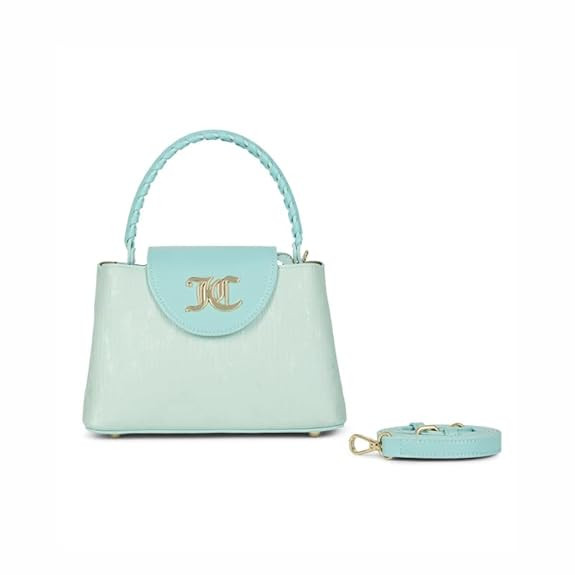 JUICY COUTURE Women's Iconic Flap | Weaved Grab Handle | Heart Zip Puller | Dual Carry Straps | Trendy Handbags For Women's | Ideal For Gifting