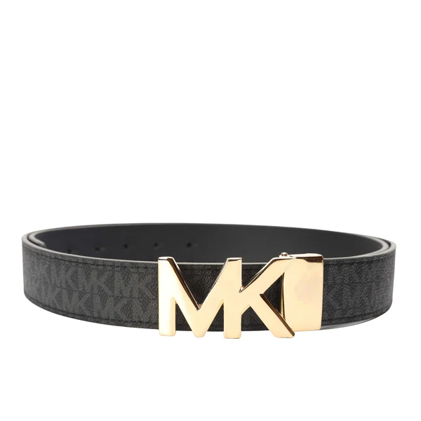 Michael Kors Black Logo Print Reversible Leather Belt