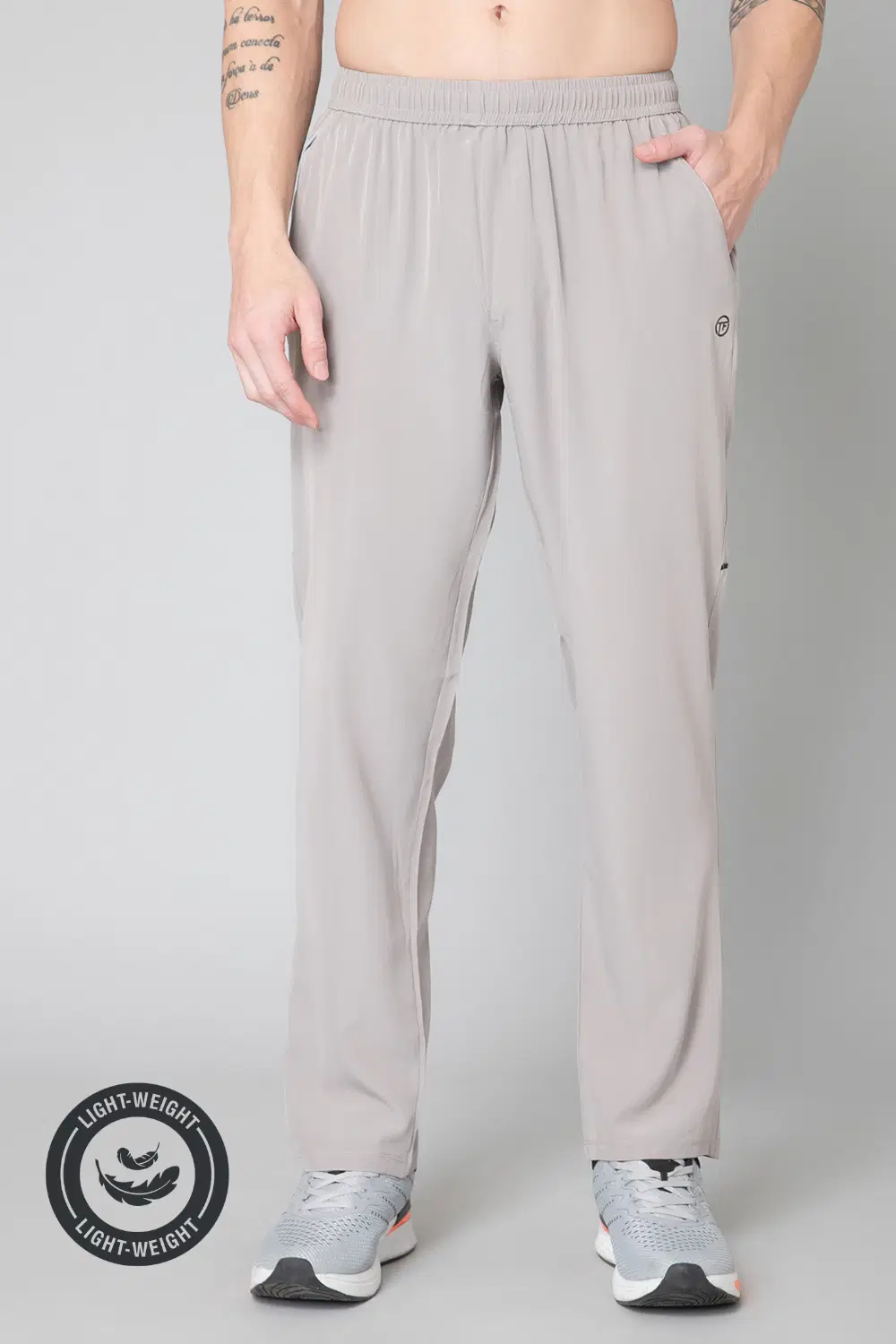 Grey Polyester Men's Sports Trackpants